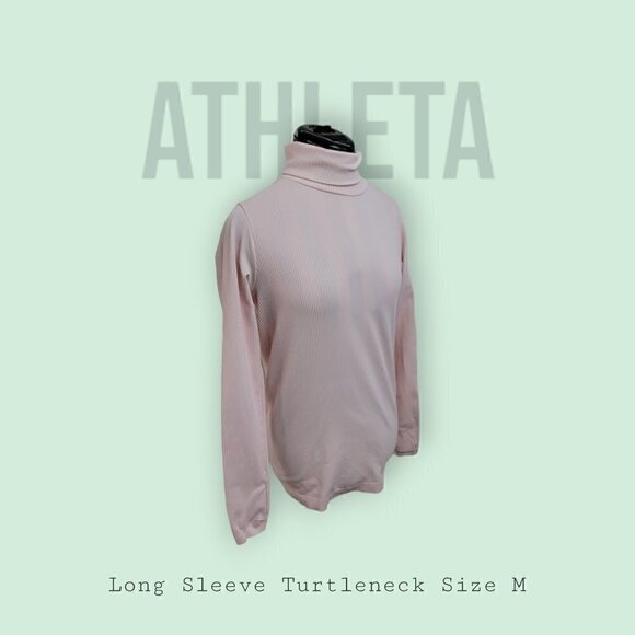 ATHLETA Women's Long Sleeve Turtle Neck Top M Dust Pink - Picture 1 of 11